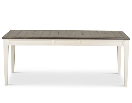 Cayla 64-80 inch Table w/16″ Leaf – Dark Oak& White by Steve Silver at Eve Furniture