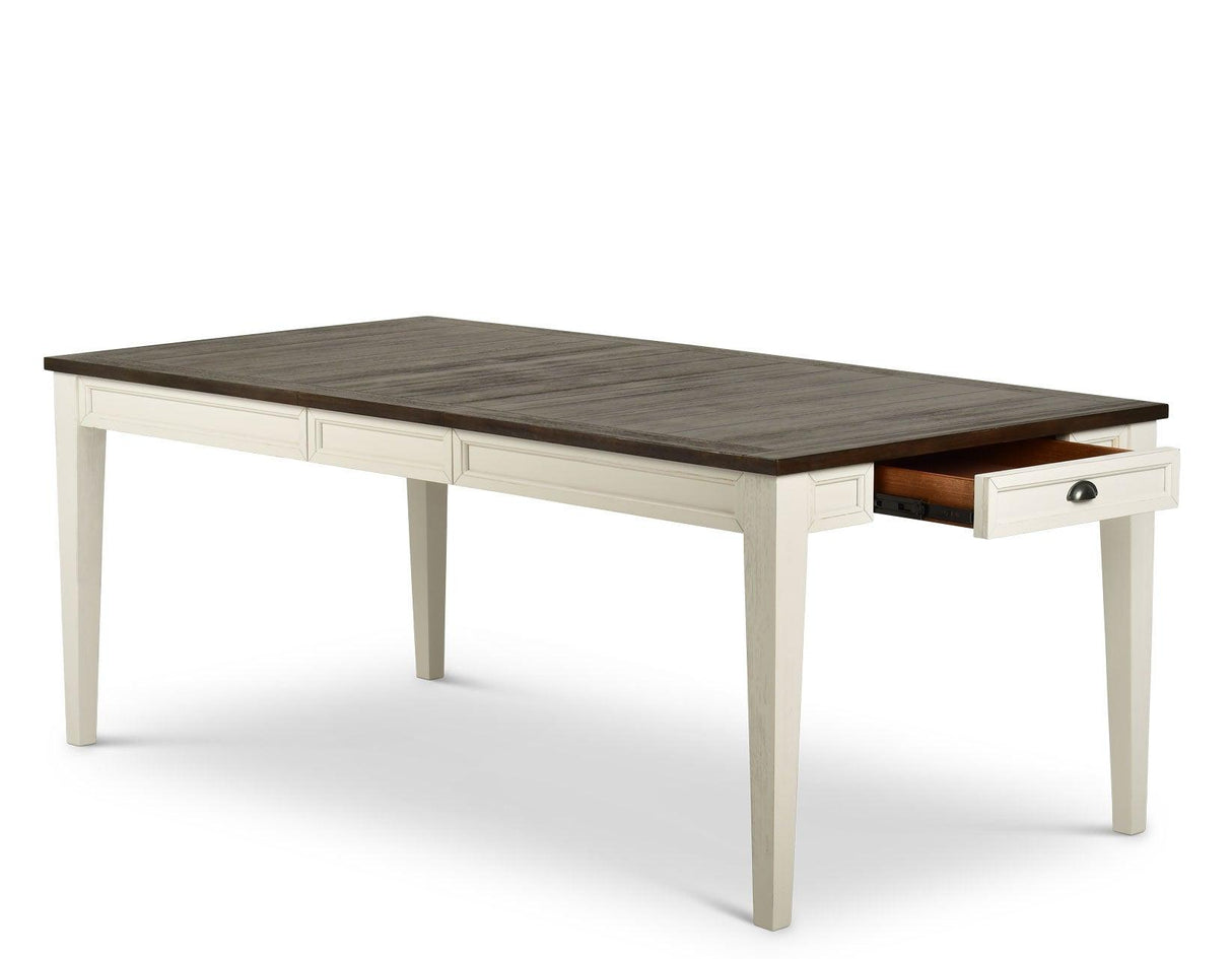 Cayla 64-80 inch Table w/16″ Leaf – Dark Oak& White by Steve Silver at Eve Furniture