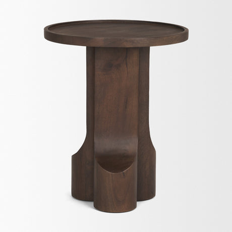 Cayson Dark Brown Sculptural Round Accent Table by Mercana at Eve Furniture