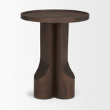 Cayson Dark Brown Sculptural Round Accent Table by Mercana at Eve Furniture