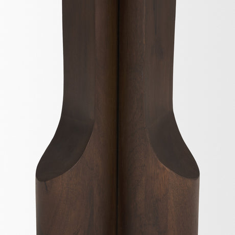 Cayson Dark Brown Sculptural Round Accent Table by Mercana at Eve Furniture