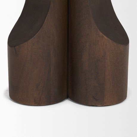 Cayson Dark Brown Sculptural Round Accent Table by Mercana at Eve Furniture