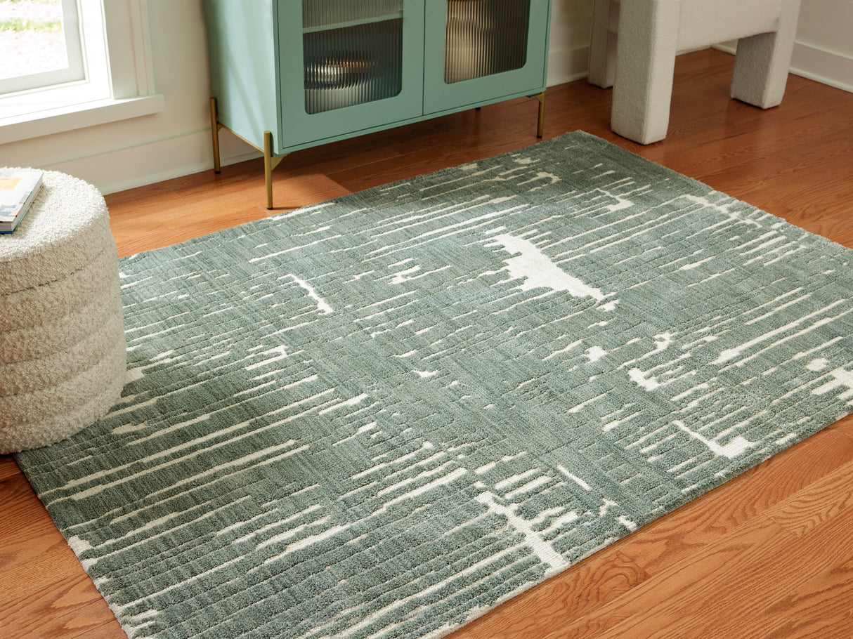 Cayworth Teal/White Large Rug by Ashley at Eve Furniture