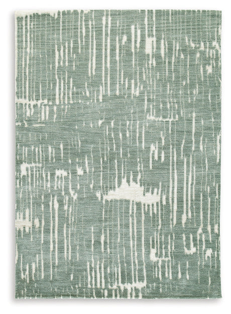 Cayworth Teal/White Medium Rug by Ashley at Eve Furniture