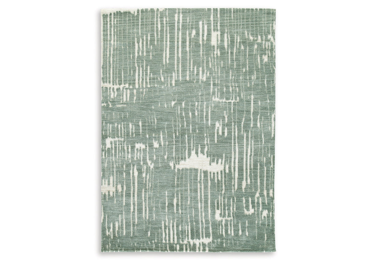 Cayworth Teal/White Medium Rug by Ashley at Eve Furniture