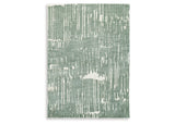 Cayworth Teal/White Medium Rug by Ashley at Eve Furniture