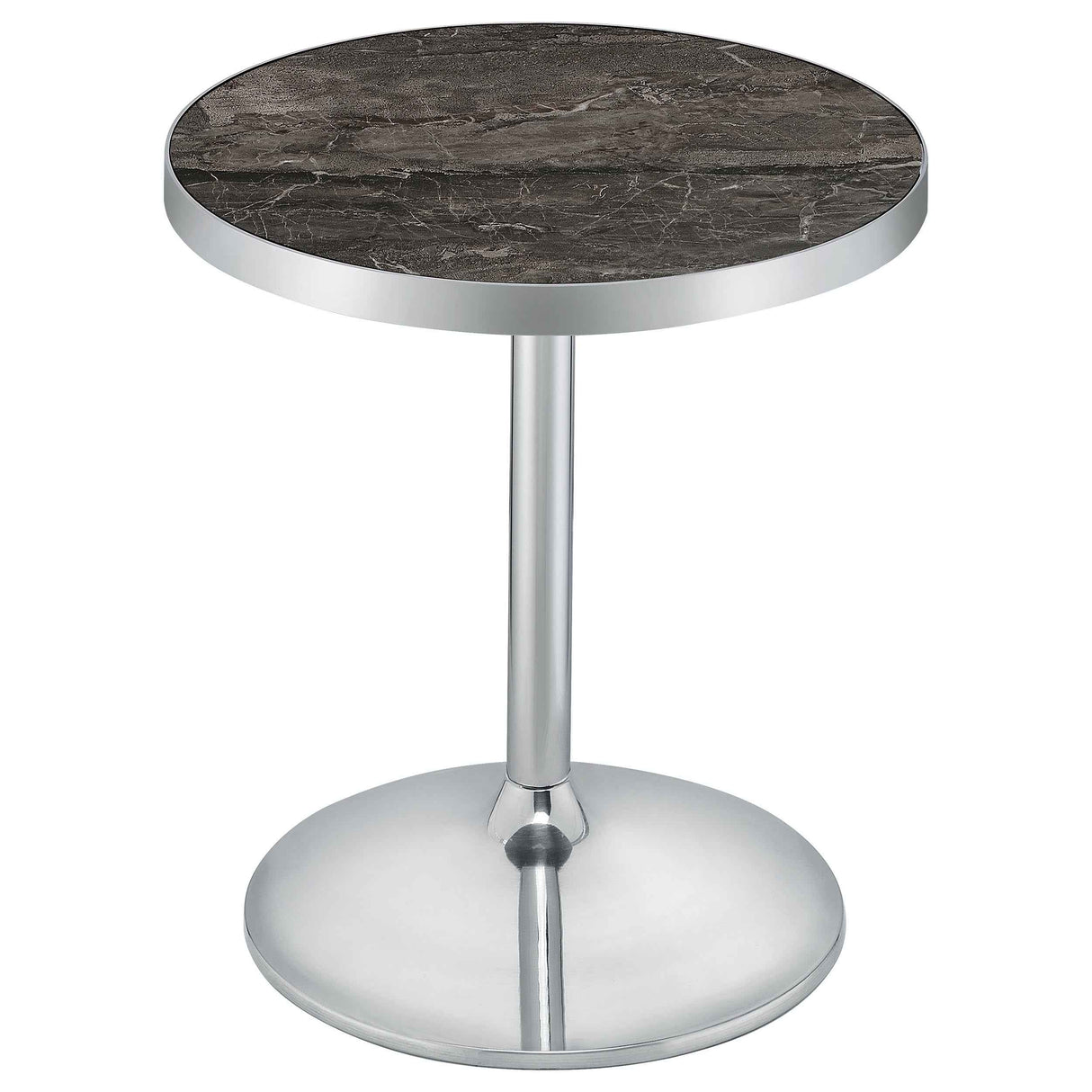 Cazen Grey Round Faux Marble Top Pedestal Side Table by Coaster at Eve Furniture