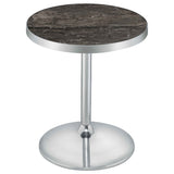 Cazen Grey Round Faux Marble Top Pedestal Side Table by Coaster at Eve Furniture