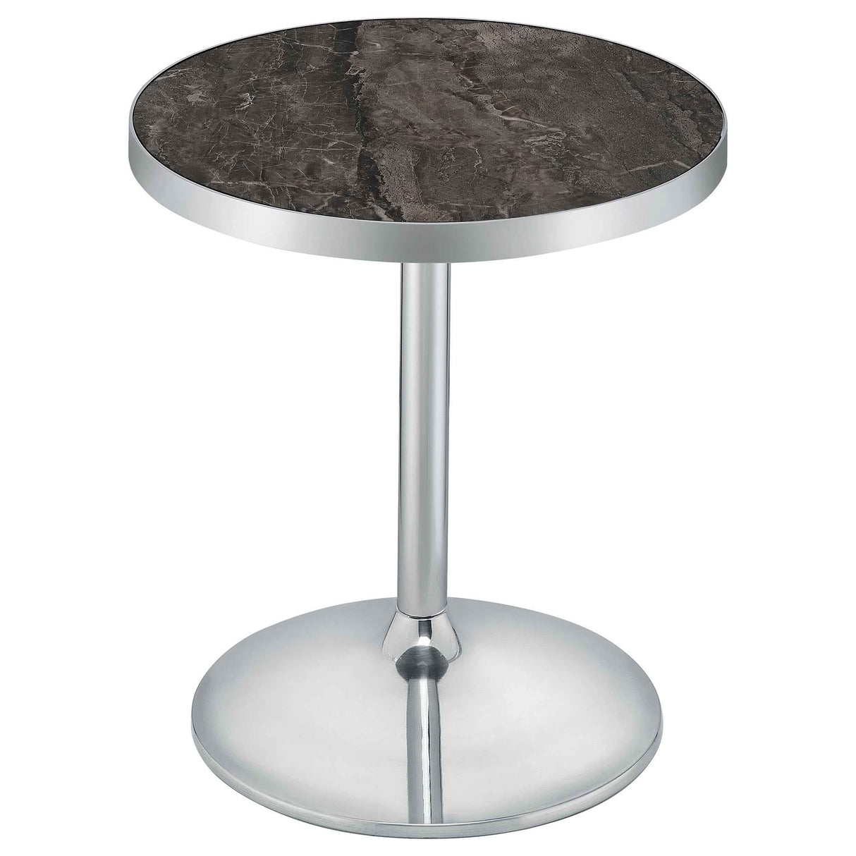 Cazen Grey Round Faux Marble Top Pedestal Side Table by Coaster at Eve Furniture
