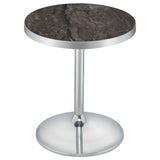 Cazen Grey Round Faux Marble Top Pedestal Side Table by Coaster at Eve Furniture