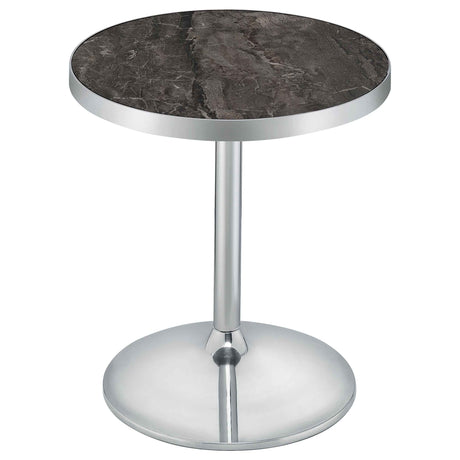 Cazen Grey Round Faux Marble Top Pedestal Side Table by Coaster at Eve Furniture