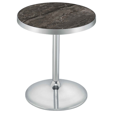 Cazen Grey Round Faux Marble Top Pedestal Side Table by Coaster at Eve Furniture