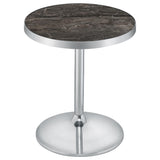 Cazen Grey Round Faux Marble Top Pedestal Side Table by Coaster at Eve Furniture