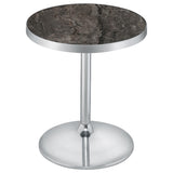 Cazen Grey Round Faux Marble Top Pedestal Side Table by Coaster at Eve Furniture