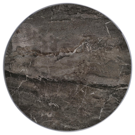 Cazen Grey Round Faux Marble Top Pedestal Side Table by Coaster at Eve Furniture