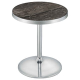 Cazen Grey Round Faux Marble Top Pedestal Side Table by Coaster at Eve Furniture