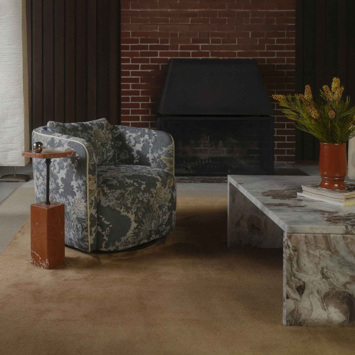 Cecil Blue Tapestry Accent Chair by Moe's Home at Eve Furniture