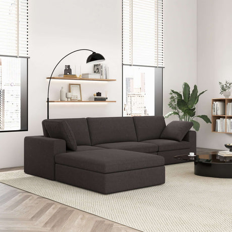 Cecilia Modular Corner Sectional Modern Fabric Sofa Dark Gray by Ashcroft Furniture at Eve Furniture
