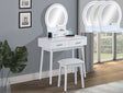 Cecilia White LED Vanity Table & Stool by Crown Mark at Eve Furniture
