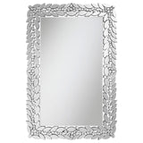 Cecily Rectangular Leaves Frame Wall Mirror with Faux Crystal