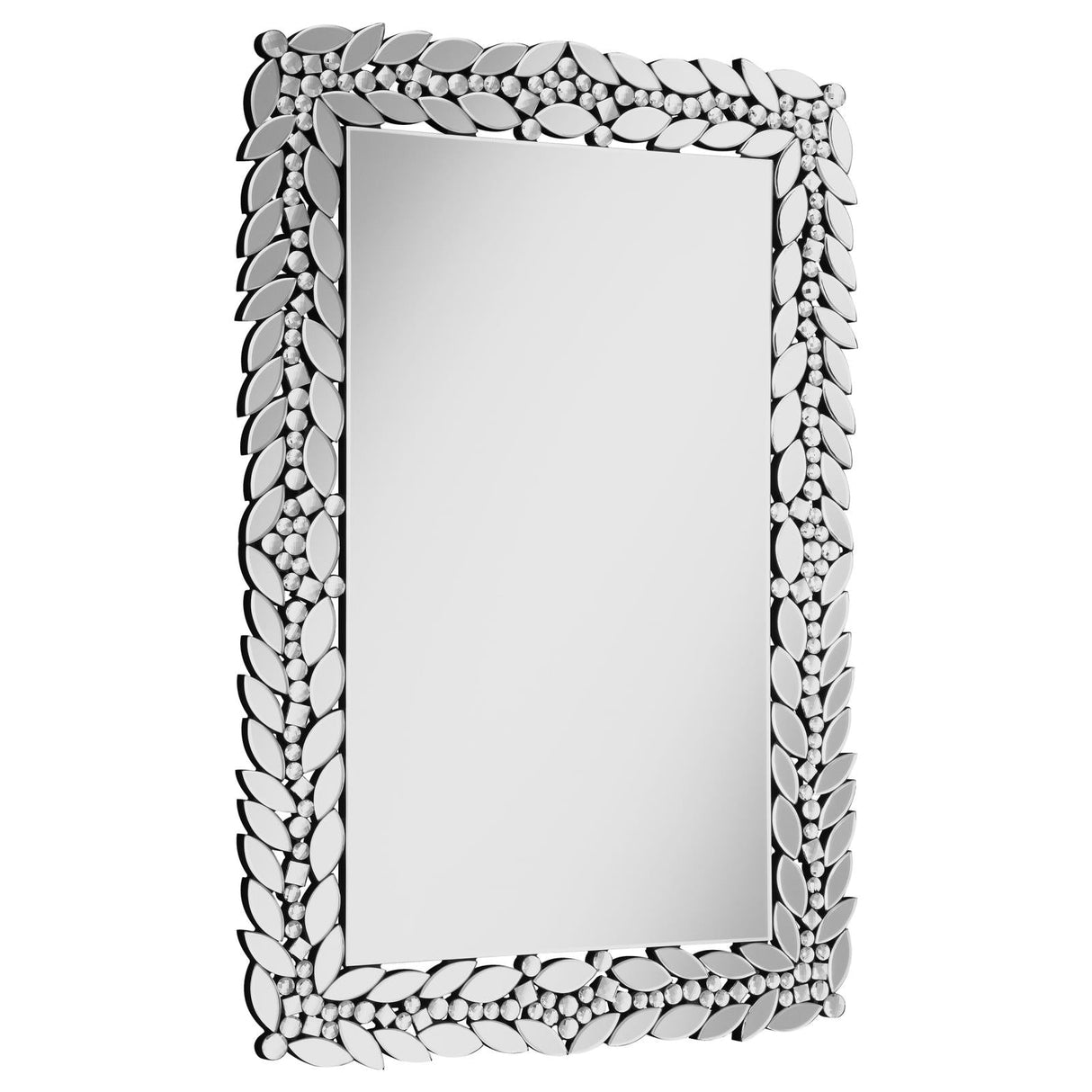 Cecily Rectangular Leaves Frame Wall Mirror with Faux Crystal