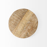Cedric 15L x 15W x 6H Round Light Brown Wood w/ Black Metal Legs Decorative Display Stand by Mercana at Eve Furniture