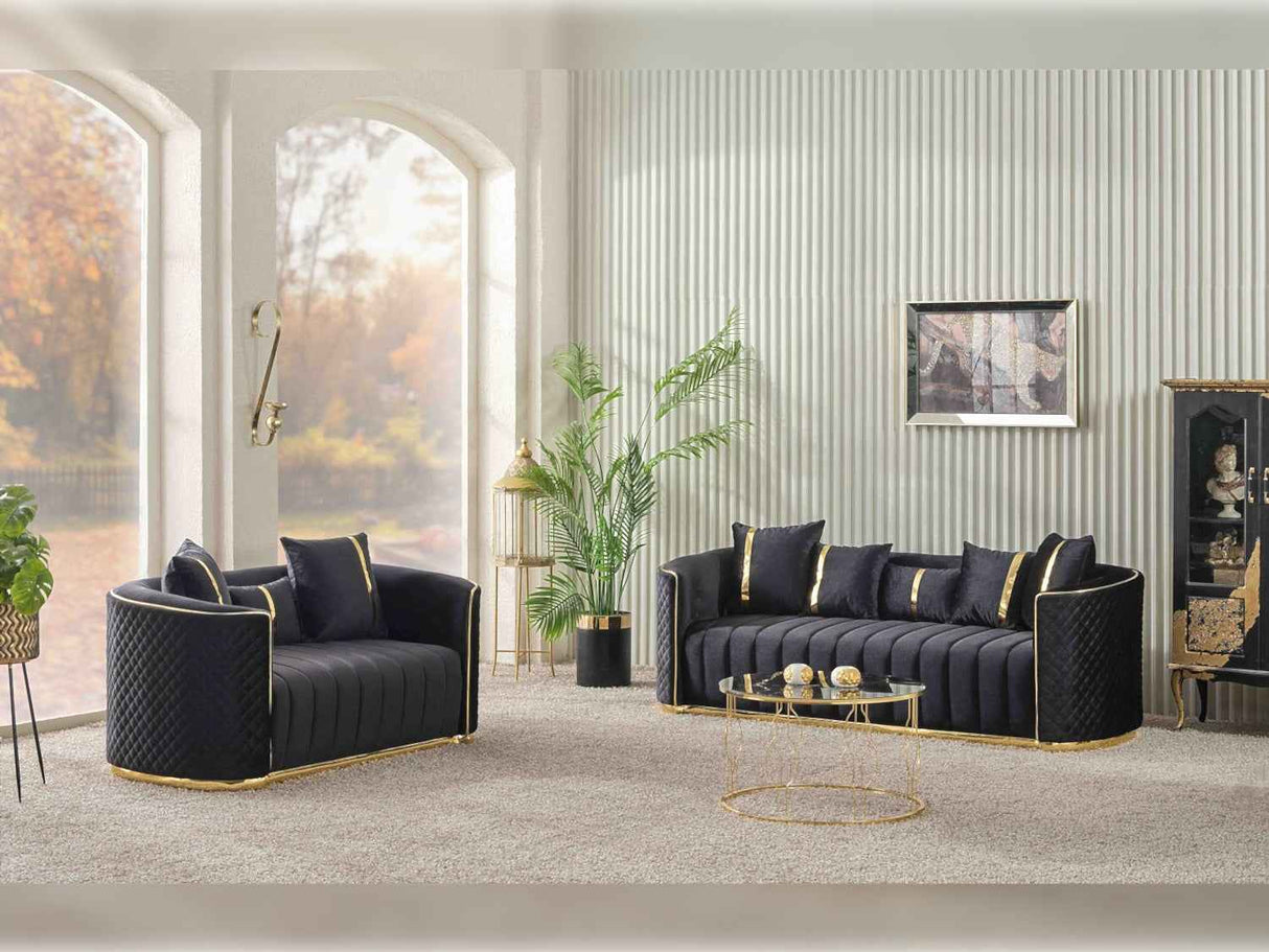 Ceko 3-pieces (Sofa & Loveseat & Chair) Livingroom Set in Black