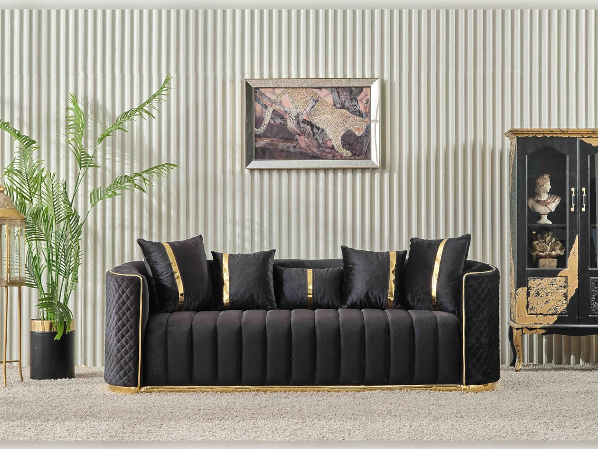 Ceko 3-pieces (Sofa & Loveseat & Chair) Livingroom Set in Black by Furnia at Eve Furniture