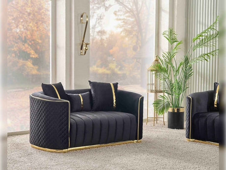 Ceko Black Stationary Loveseat by Furnia at Eve Furniture
