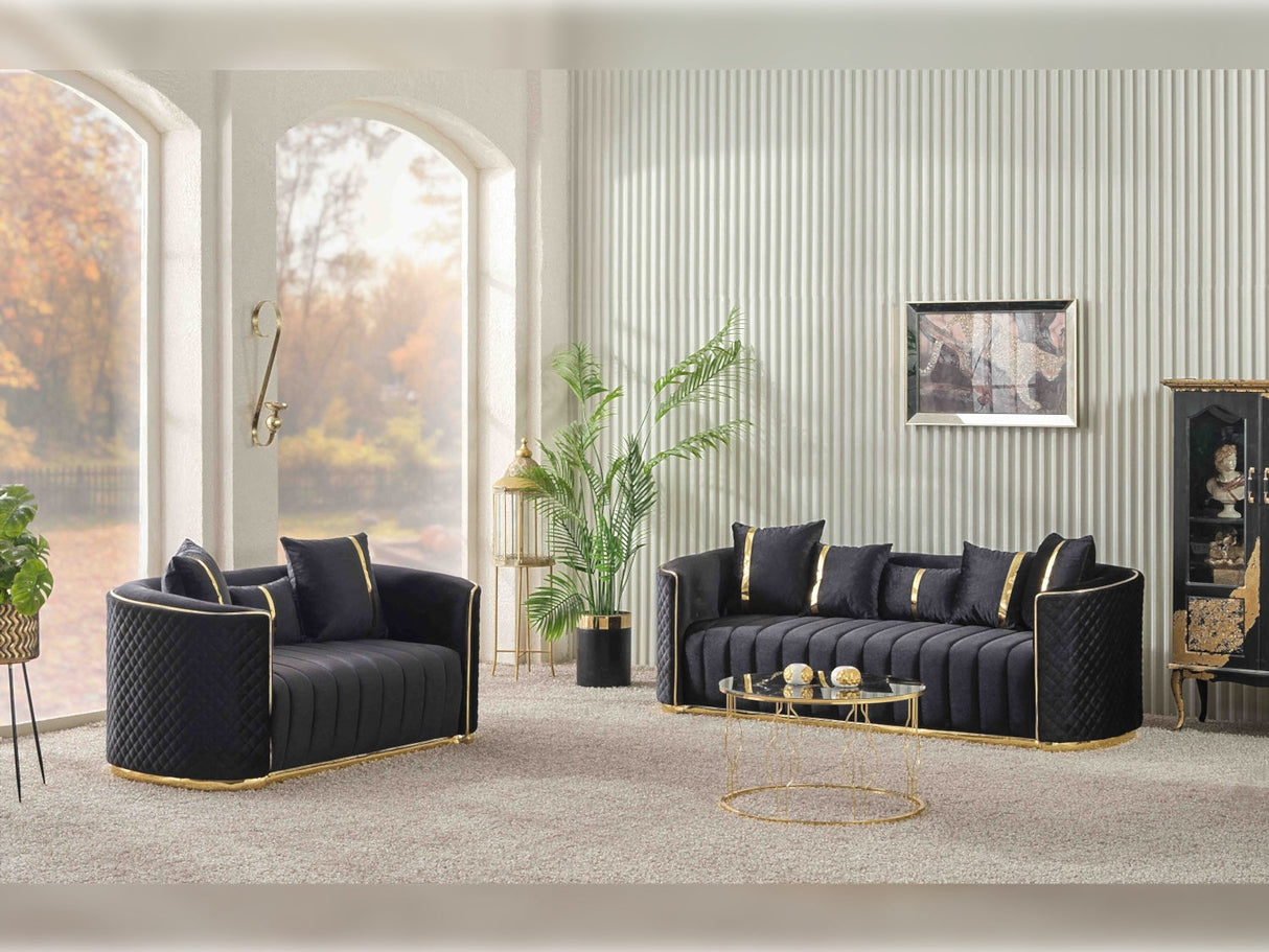 Ceko Stationary Loveseat Cream Black by Furnia at Eve Furniture