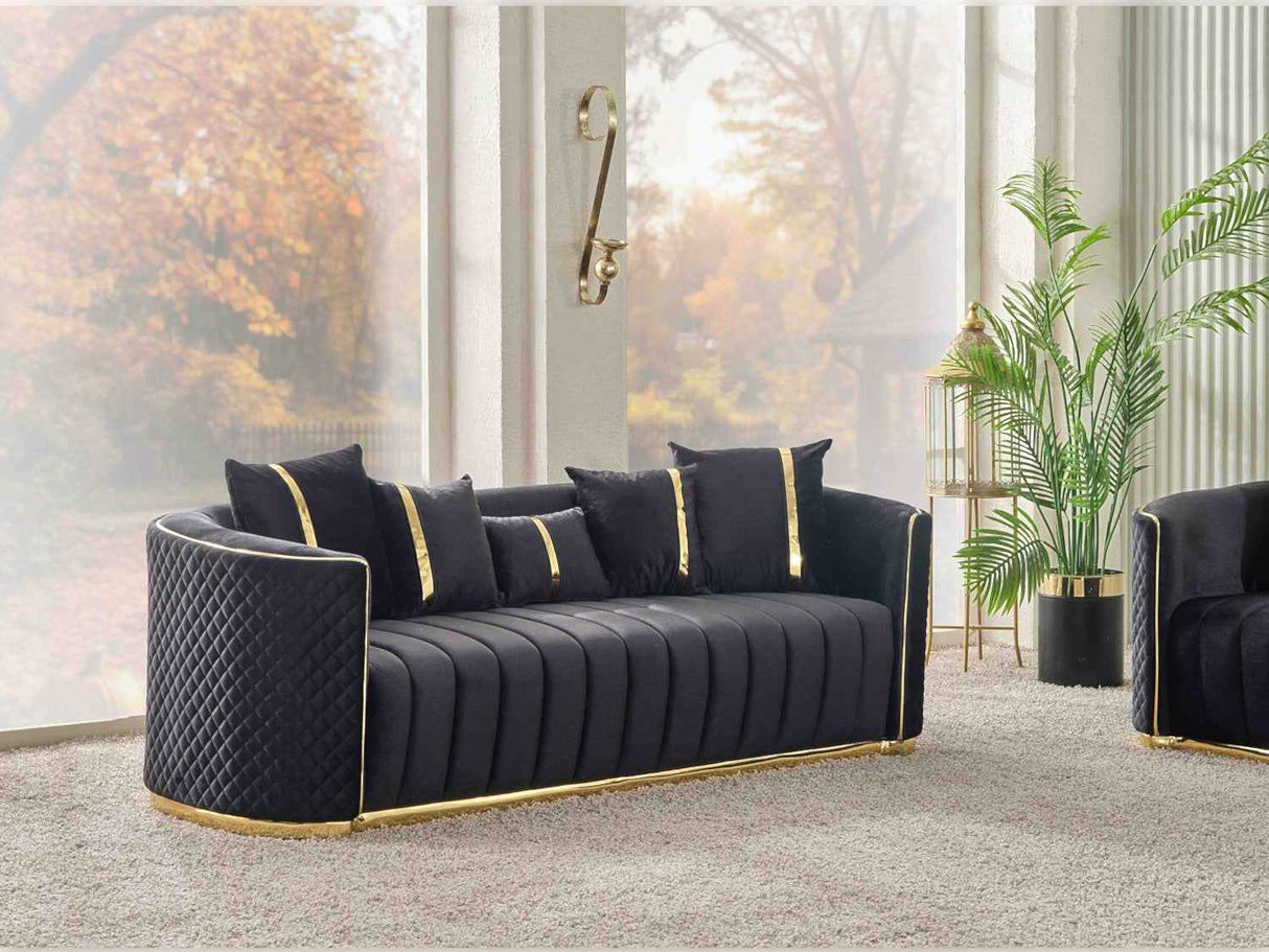 Ceko Stationary Sofa Cream in Black by Furnia at Eve Furniture