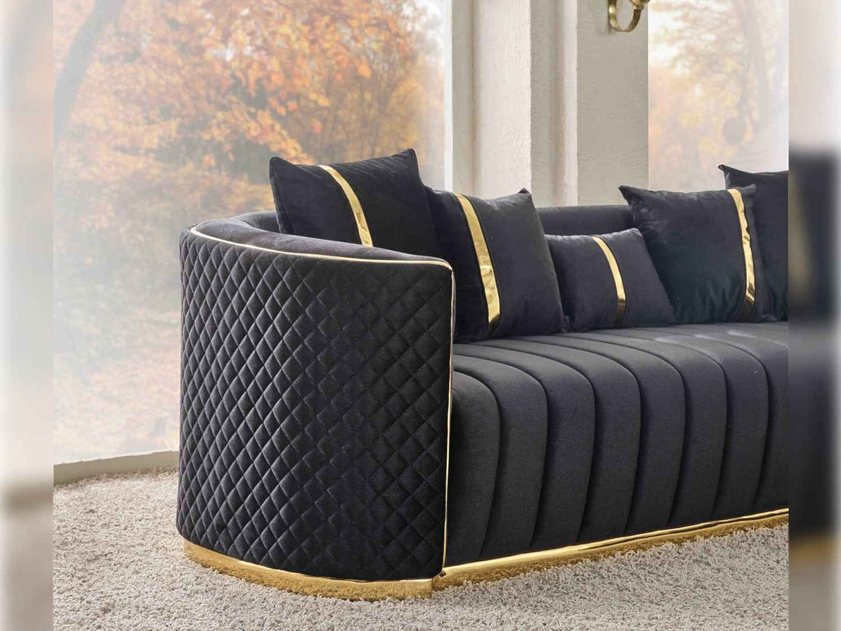 Ceko Stationary Sofa Cream in Black by Furnia at Eve Furniture