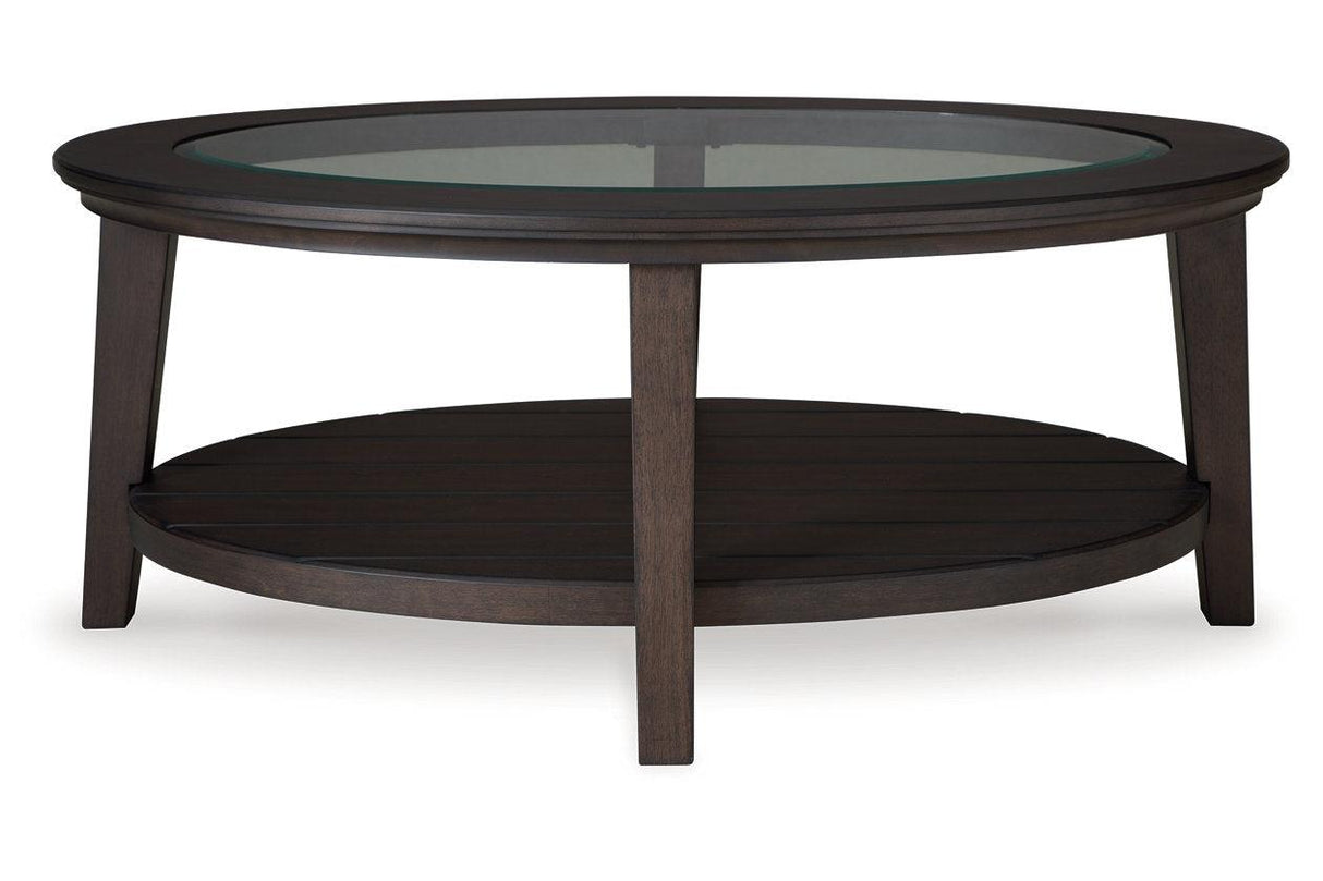 Celamar Dark Brown Coffee Table and 1 End Table by Ashley at Eve Furniture