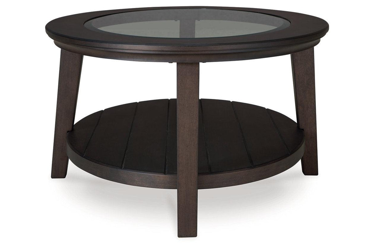 Celamar Dark Brown Coffee Table and 2 End Tables by Ashley at Eve Furniture