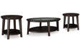 Celamar Dark Brown Coffee Table and 2 End Tables by Ashley at Eve Furniture