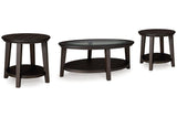 Celamar Dark Brown Coffee Table and 2 End Tables by Ashley at Eve Furniture