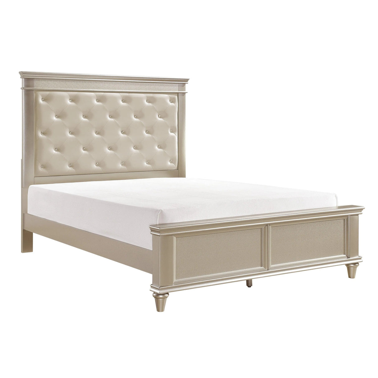Celandine Silver King Upholstered Panel Bed by Homelegance at Eve Furniture