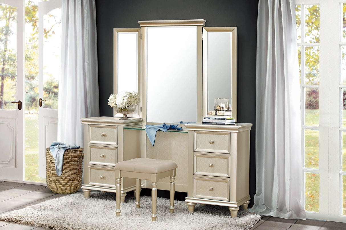 Celandine Silver Vanity Stool by Homelegance at Eve Furniture