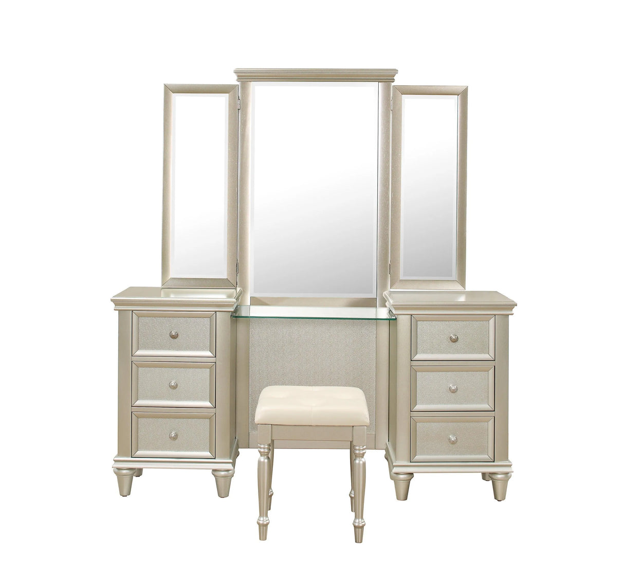 Celandine Silver Vanity Stool by Homelegance at Eve Furniture