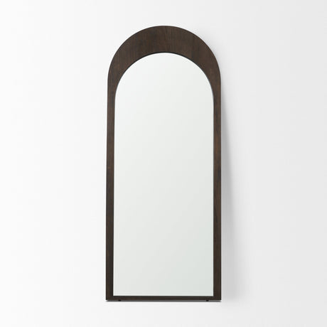 Celeste Dark Brown Wood Arched Floor Mirror by Mercana at Eve Furniture