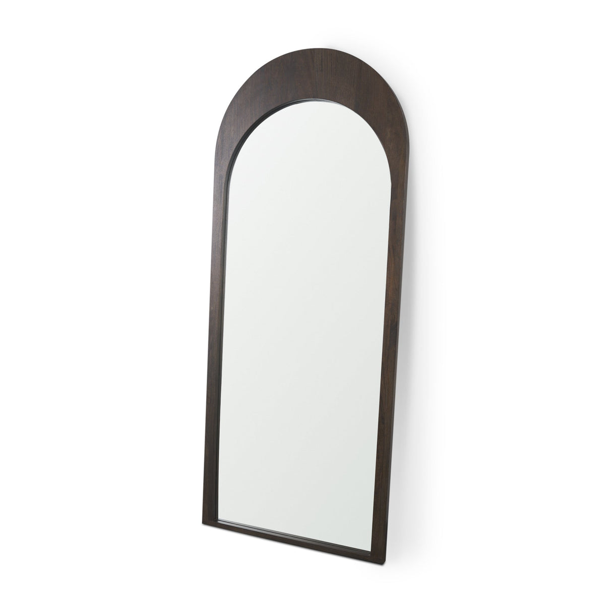 Celeste Dark Brown Wood Arched Floor Mirror by Mercana at Eve Furniture