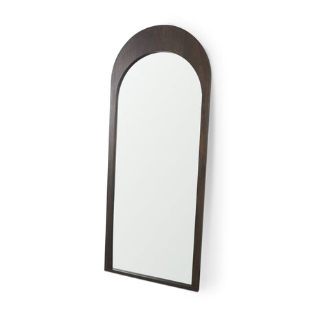 Celeste Dark Brown Wood Arched Floor Mirror by Mercana at Eve Furniture