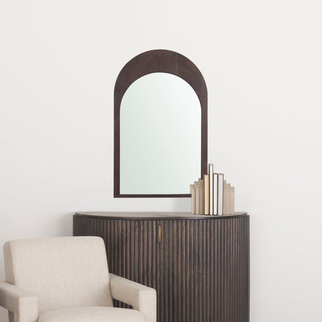 Celeste Dark Brown Wood Arched Mirror by Mercana at Eve Furniture