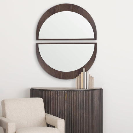 Celeste Dark Brown Wood Small Mirror by Mercana at Eve Furniture