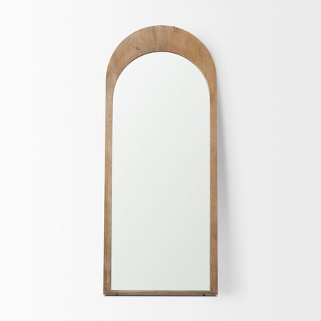 Celeste Light Brown Wood Arched Floor Mirror by Mercana at Eve Furniture