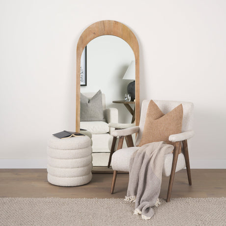 Celeste Light Brown Wood Arched Floor Mirror by Mercana at Eve Furniture