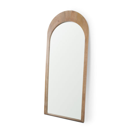 Celeste Light Brown Wood Arched Floor Mirror by Mercana at Eve Furniture