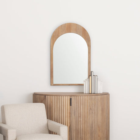 Celeste Light Brown Wood Arched Mirror by Mercana at Eve Furniture