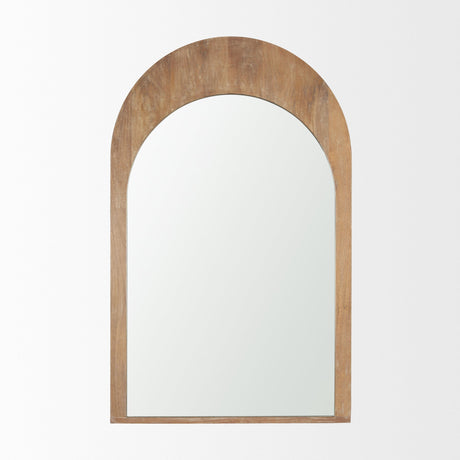 Celeste Light Brown Wood Medium Arched Mirror by Mercana at Eve Furniture