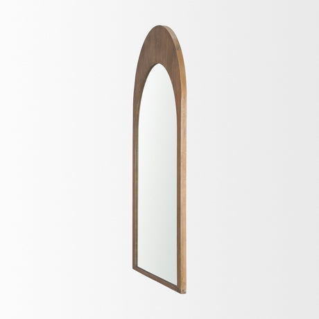 Celeste Light Brown Wood Medium Arched Mirror by Mercana at Eve Furniture